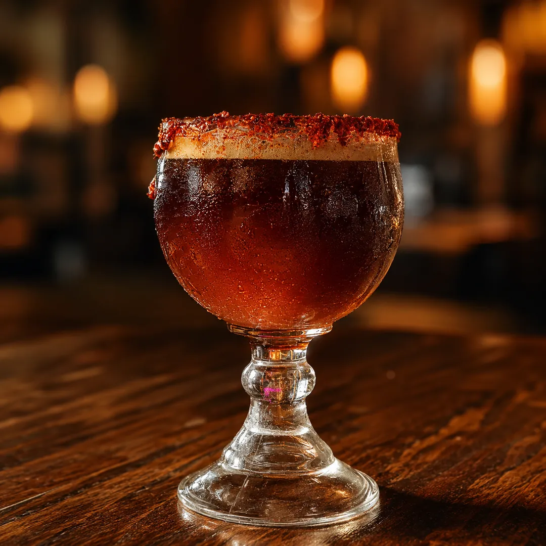Michelada de la casa en tarro escarchado con chamoy y chile — Mariscos Muelle 27, Jardines del Cimatario, Querétaro