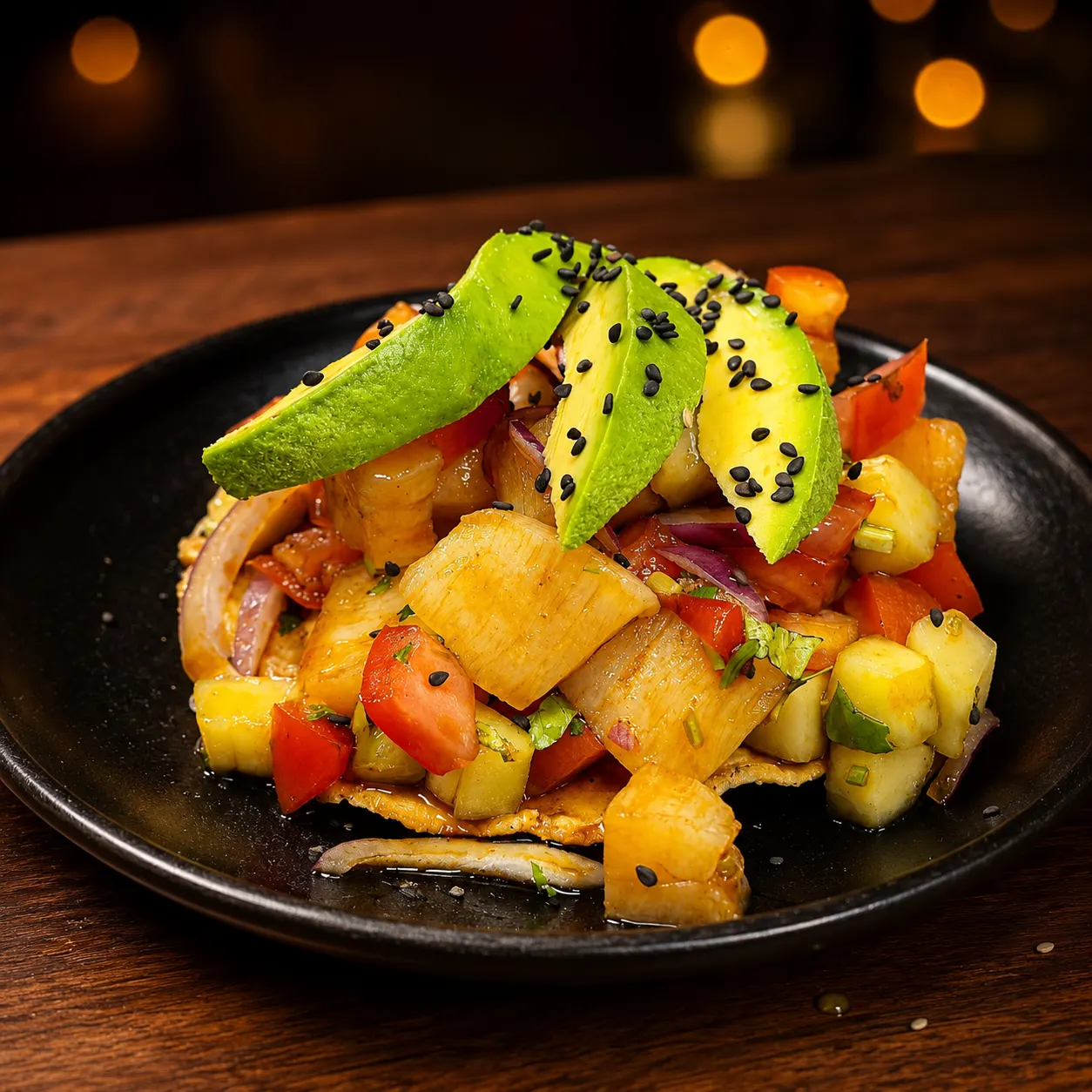 Tostada de callo de hacha con aderezo spicy en Mariscos Muelle 27, Querétaro